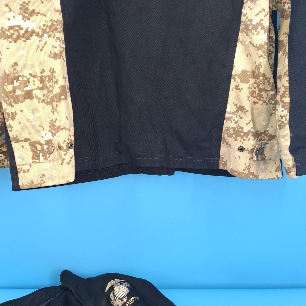 U.S. Services Valiant K&S MARINES Men's Blk Denim Bomber Jacket 2XL w/ liner - Picture 6 of 16